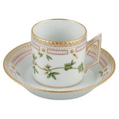 Royal Copenhagen, Flora Danica Chocolate Cup with Matching Saucer