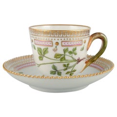 Royal Copenhagen Flora Danica coffee cup and saucer. Anemone Groenlandica.