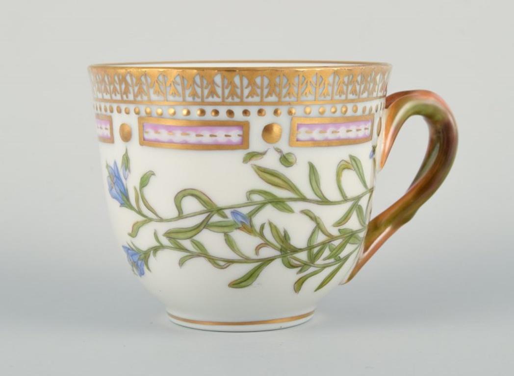 Hand-Painted Royal Copenhagen Flora Danica coffee cup and saucer. Campanula Rotundifolia.