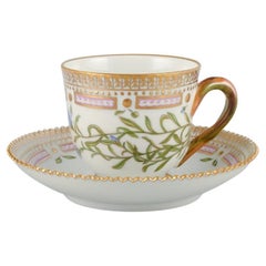 Royal Copenhagen Flora Danica coffee cup and saucer. Campanula Rotundifolia.