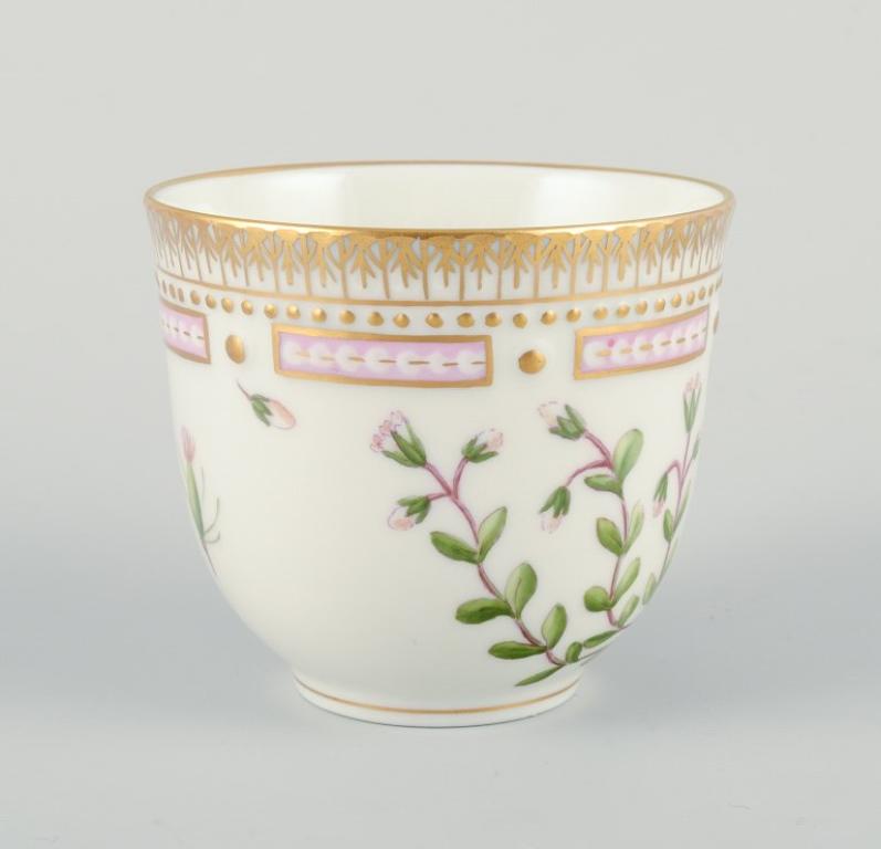 Hand-Painted Royal Copenhagen Flora Danica coffee cup and saucer. Cerastium semidecandrum.