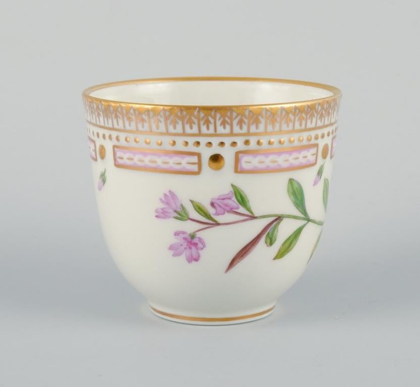 Hand-Painted Royal Copenhagen Flora Danica coffee cup and saucer. Epilobium Alpinum L.