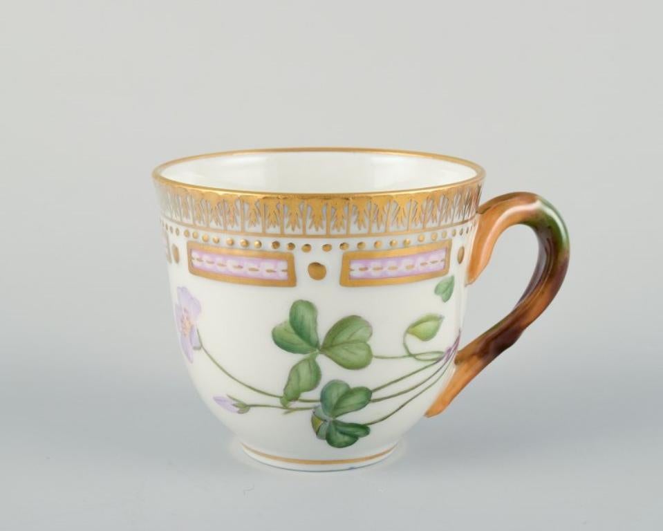 Hand-Painted Royal Copenhagen Flora Danica coffee cup and saucer. Oxalis Acetosella