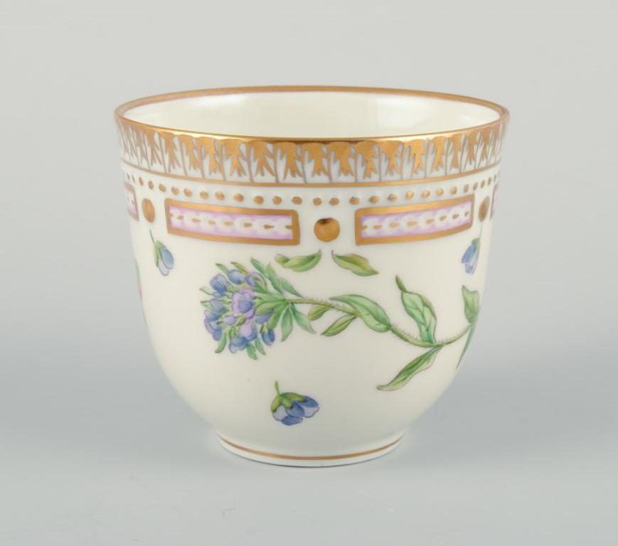 Hand-Painted Royal Copenhagen Flora Danica coffee cup and saucer. Veronica Alpina L.