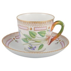 Royal Copenhagen Flora Danica coffee cup with saucer in porcelain.