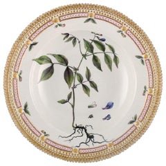 Royal Copenhagen Flora Danica Deep Plate in Porcelain with Hand Painted Flowers