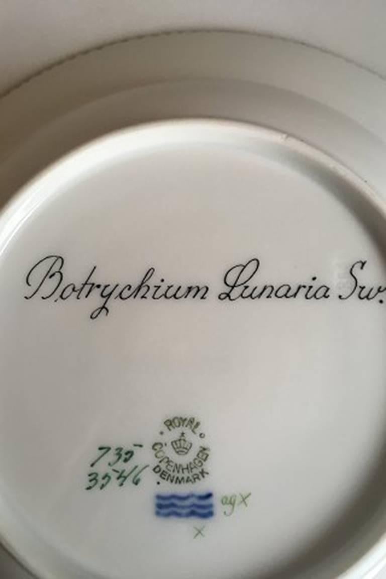 Royal Copenhagen Flora Danica dessert plate #735/3546. 
Latin name: Botrychium Lunaria Sw.
Measures 22 cm / 9 41/64 inches. 2nd quality.