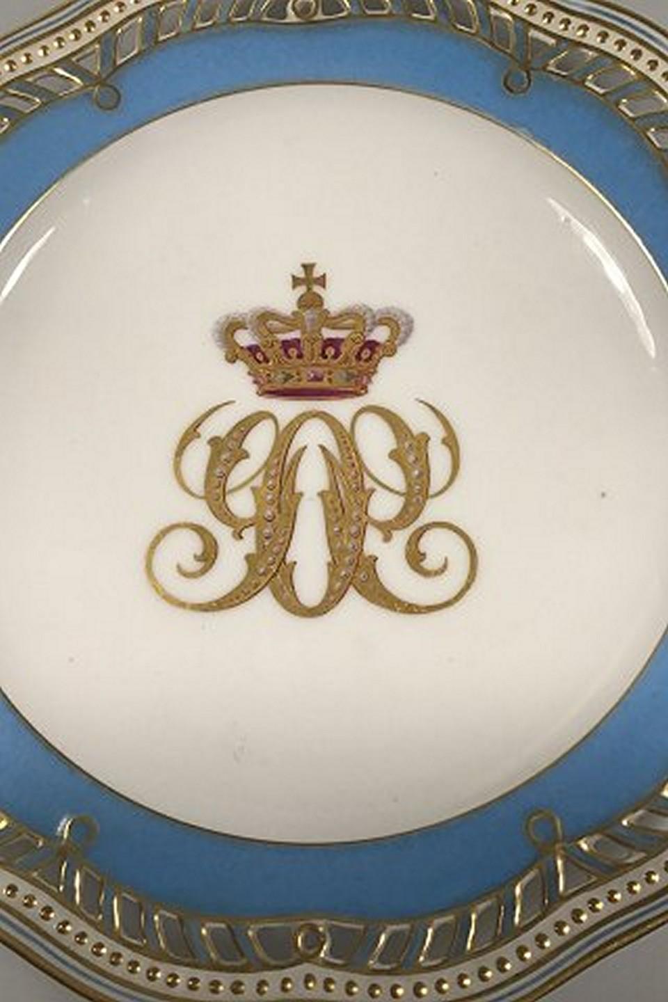 Neoclassical Royal Copenhagen Flora Danica Fruit Plate with Royal or Noble Monogram For Sale