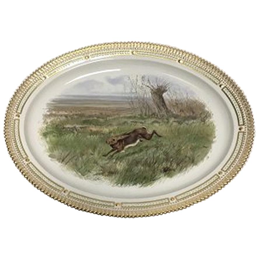 Royal Copenhagen Flora Danica Game, Hare, Large Serving Tray #239/3520 For Sale