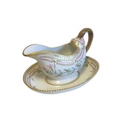 Royal Copenhagen Flora Danica Sauce Boat with Attached Under plate 3556