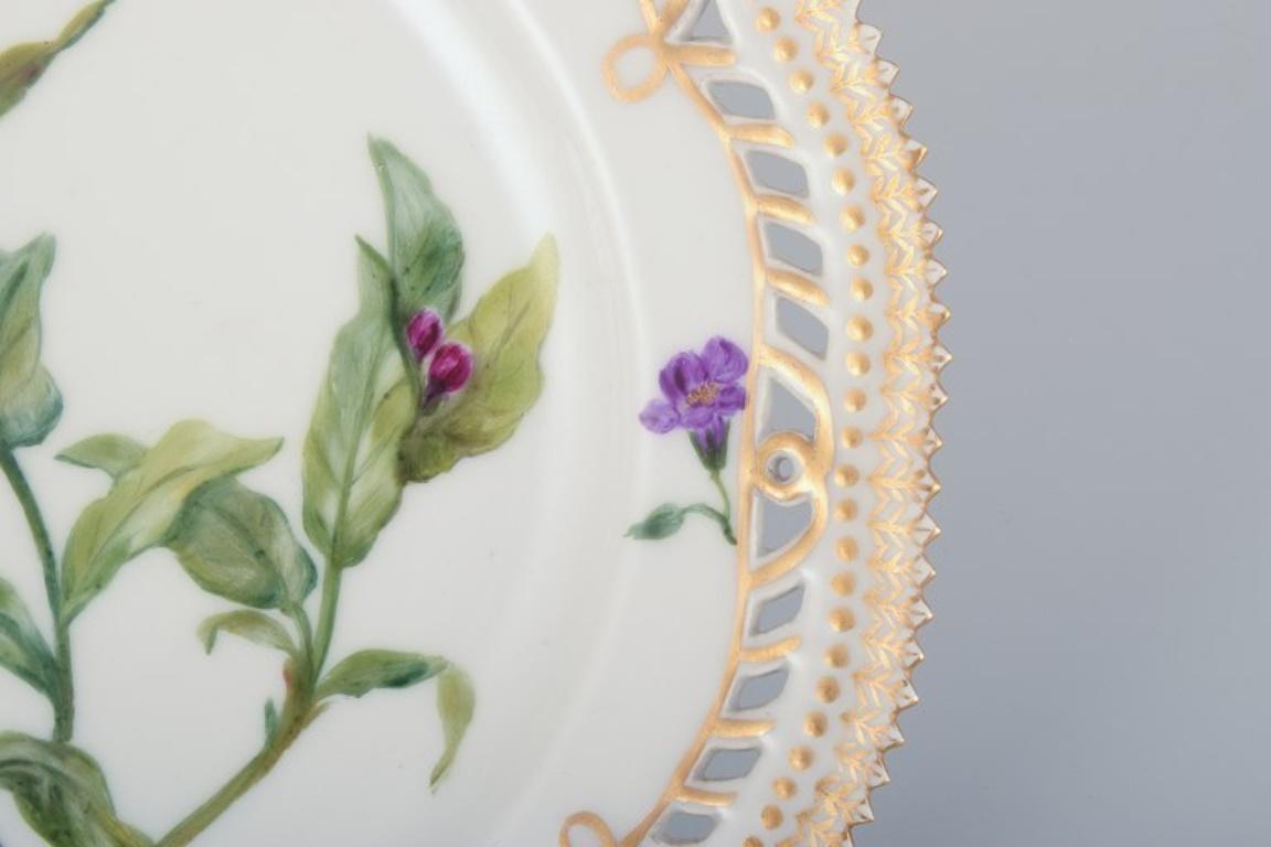 Danish Royal Copenhagen Flora Danica, open lace lunch plate. Early 20th C. For Sale