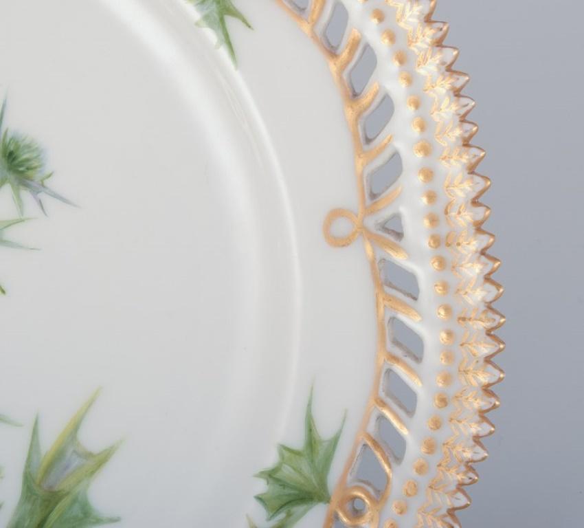Hand-Painted Royal Copenhagen Flora Danica, open lace lunch plate in porcelain. For Sale