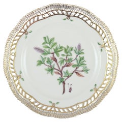 Royal Copenhagen Flora Danica open lace plate in hand painted porcelain.