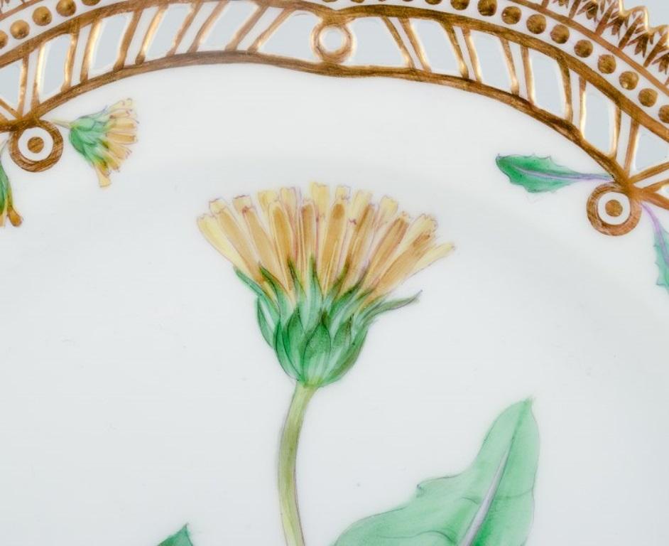 Danish Royal Copenhagen, Flora Danica, Openwork Lunch Plate with Dandelion For Sale