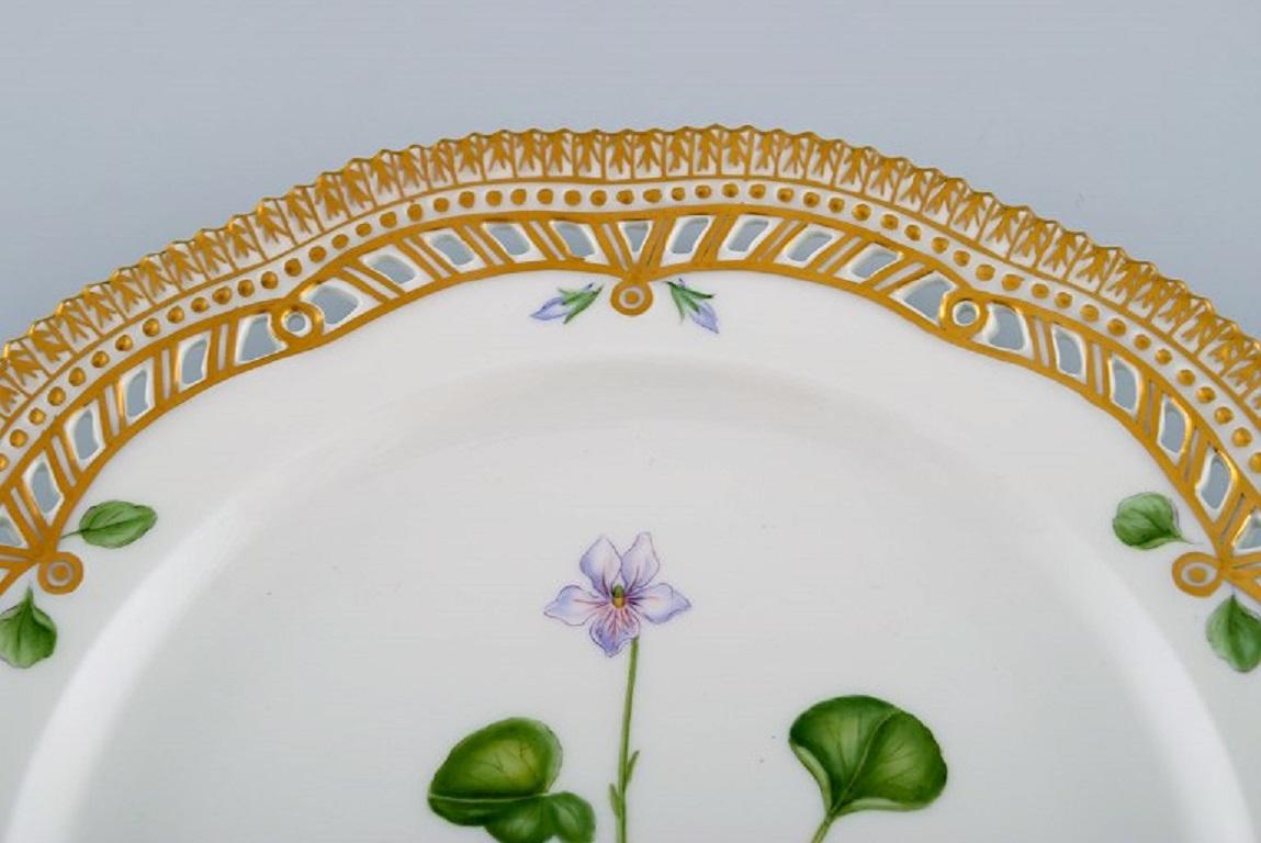 Neoclassical Royal Copenhagen Flora Danica Openwork Plate in Hand-Painted Porcelain