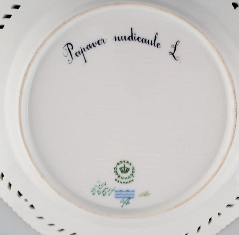 Mid-20th Century Royal Copenhagen Flora Danica Openwork Plate in Hand-Painted Porcelain For Sale