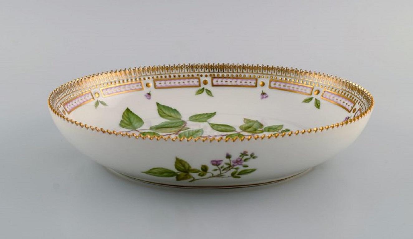 Danish Royal Copenhagen Flora Danica Oval Serving Bowl in Hand-Painted Porcelain