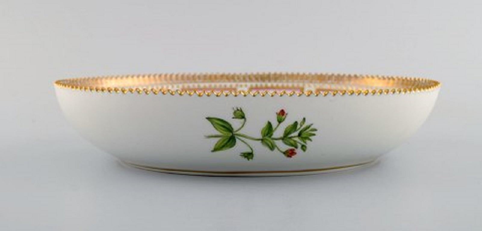 Danish Royal Copenhagen Flora Danica Oval Serving Bowl in Hand Painted Porcelain