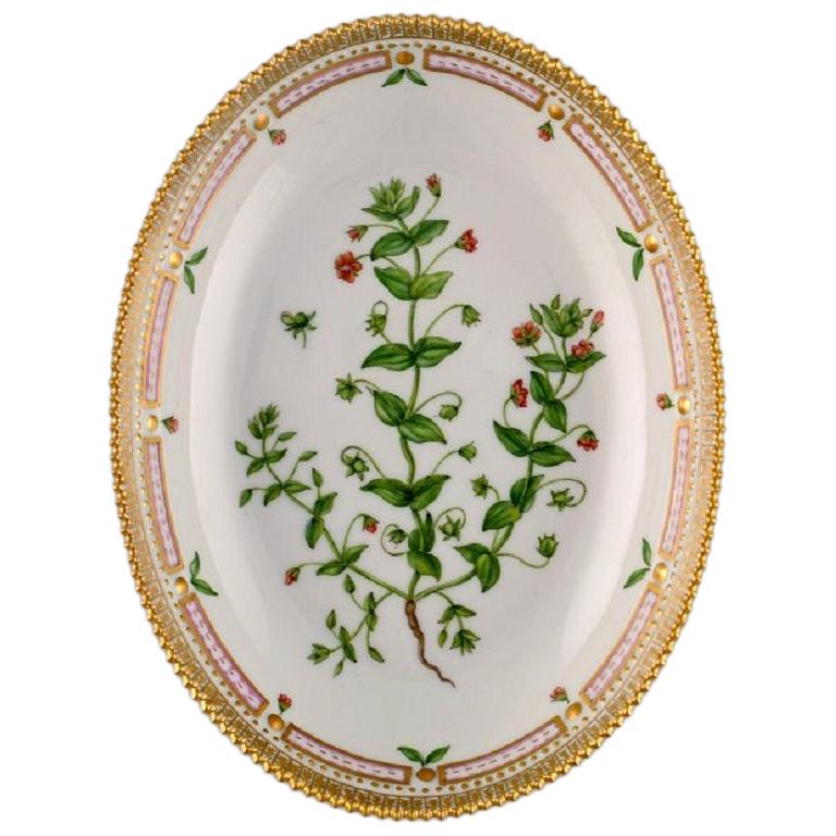 Royal Copenhagen Flora Danica Oval Serving Bowl in Hand Painted Porcelain