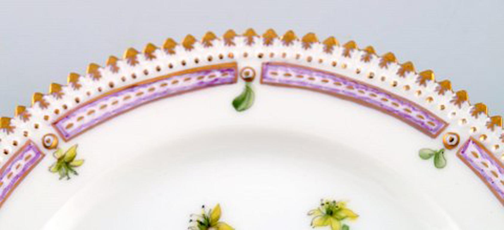 Neoclassical Royal Copenhagen 'Flora Danica' Plate, Decorated with Flowers in Color and Gold