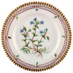 Vintage Royal Copenhagen, 'Flora Danica' Plate, Decorated with Flowers in Color and Gold