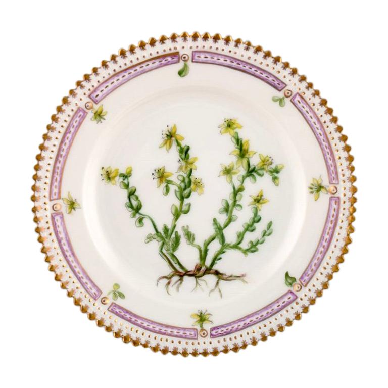 Royal Copenhagen 'Flora Danica' Plate, Decorated with Flowers in Color and Gold