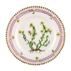 Royal Copenhagen 
Flora Danica
 Plate, Decorated with Flowers in Color and Gold