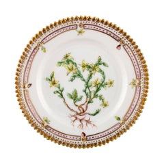 Vintage Royal Copenhagen, 'Flora Danica' Plate, Decorated with Flowers in Color and Gold