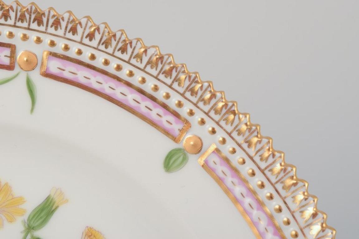 Danish Royal Copenhagen Flora Danica lunch plate.  Hand-painted. Gold rim.  For Sale