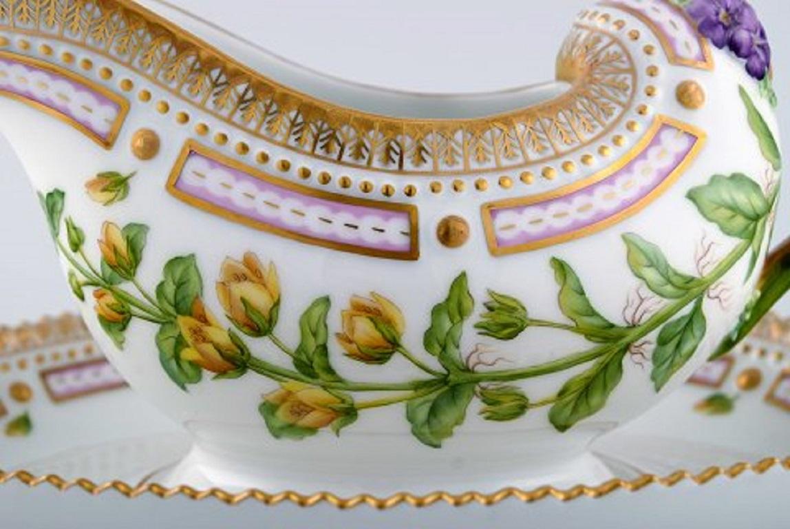 Danish Royal Copenhagen Flora Danica Sauce Boat in Hand Painted Porcelain with Flowers 