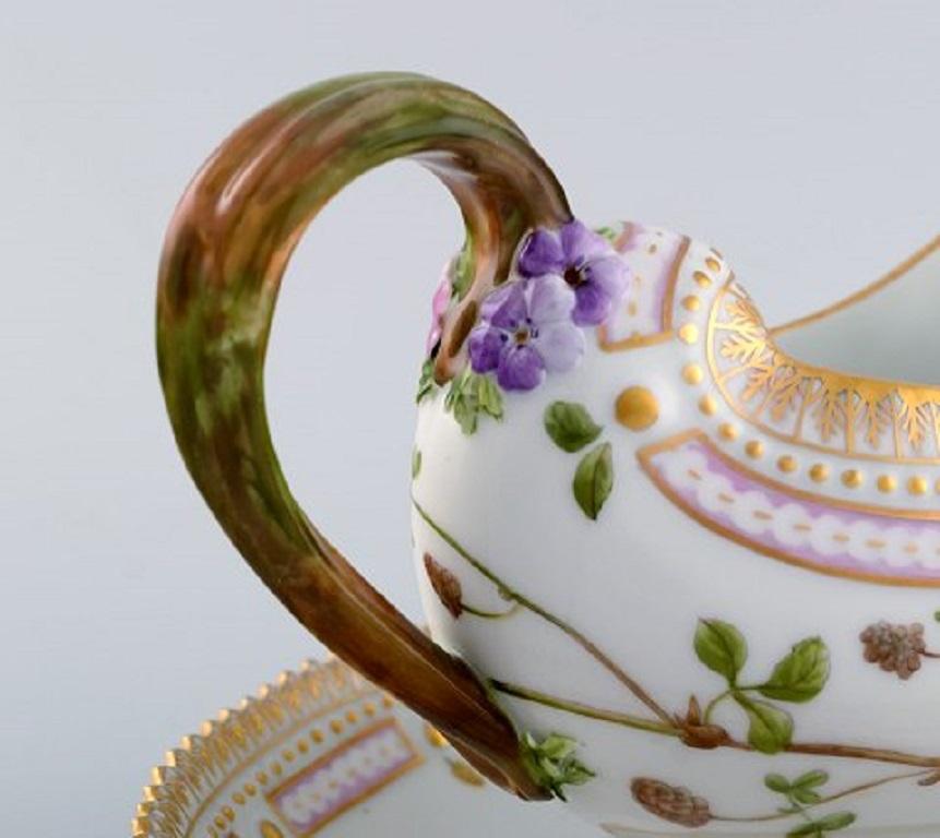 Hand-Painted Royal Copenhagen Flora Danica Sauce Boat in Hand Painted Porcelain with Flowers 