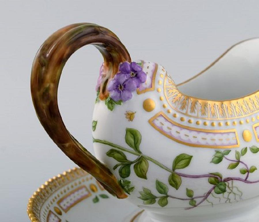 Hand-Painted Royal Copenhagen Flora Danica Sauce Boat in Hand Painted Porcelain with Flowers