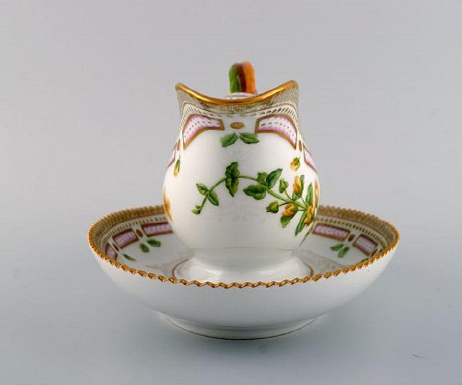 Hand-Painted Royal Copenhagen Flora Danica Sauce Boat in Hand Painted Porcelain with Flowers 