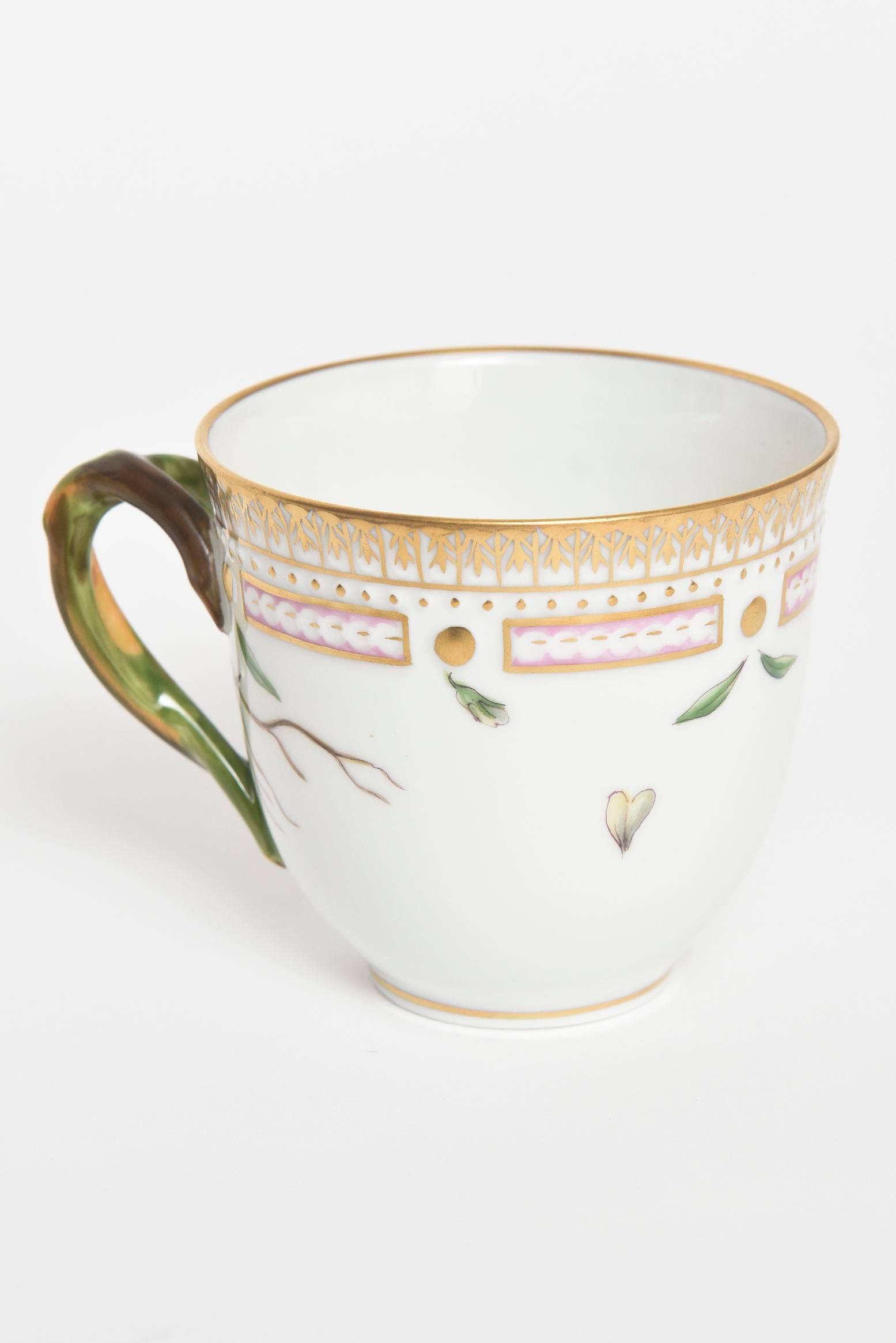 Hand-Painted Royal Copenhagen Flora Danica Stellaria sp Coffee Cup and Saucer #20/3597