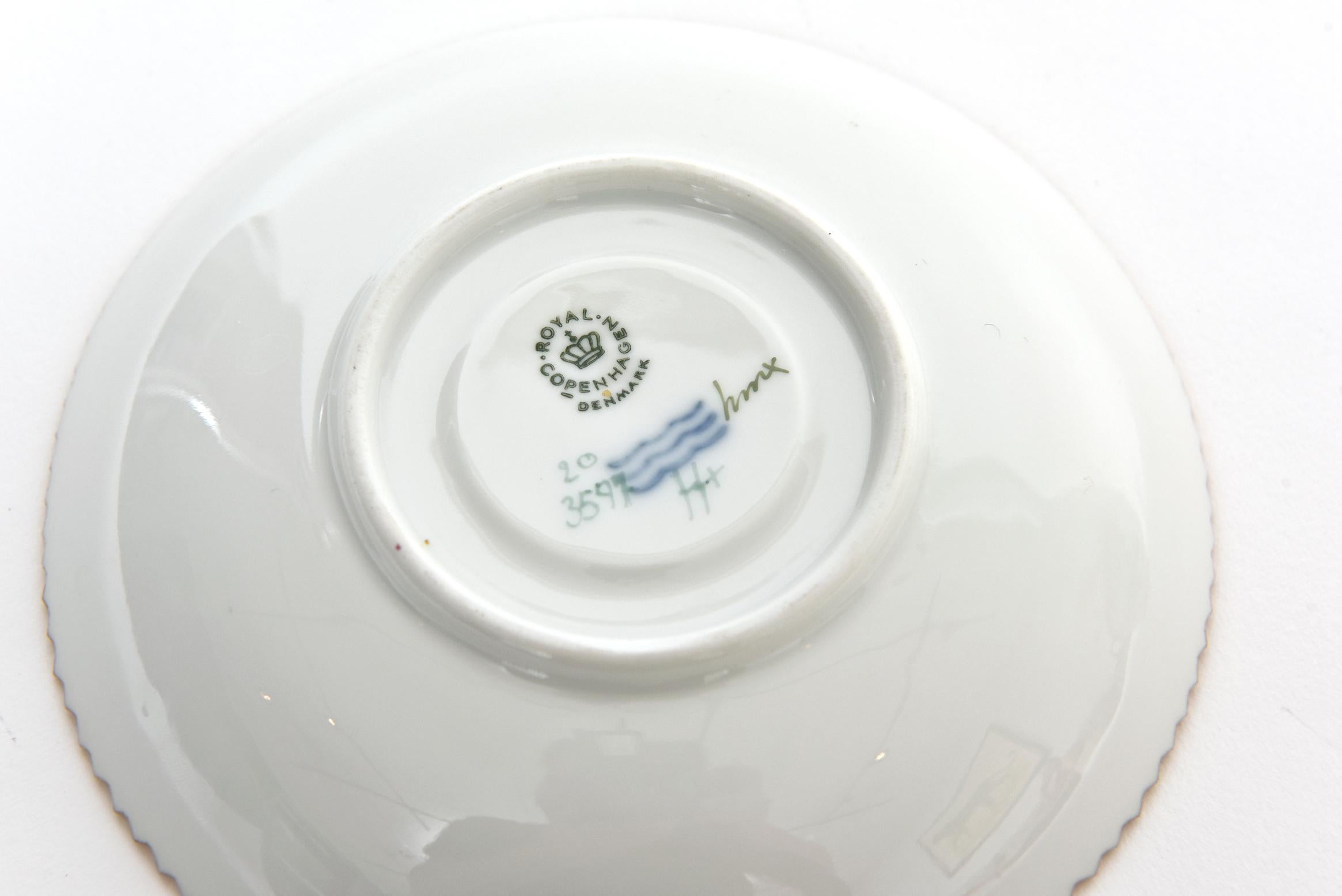 20th Century Royal Copenhagen Flora Danica Stellaria sp Coffee Cup and Saucer #20/3597