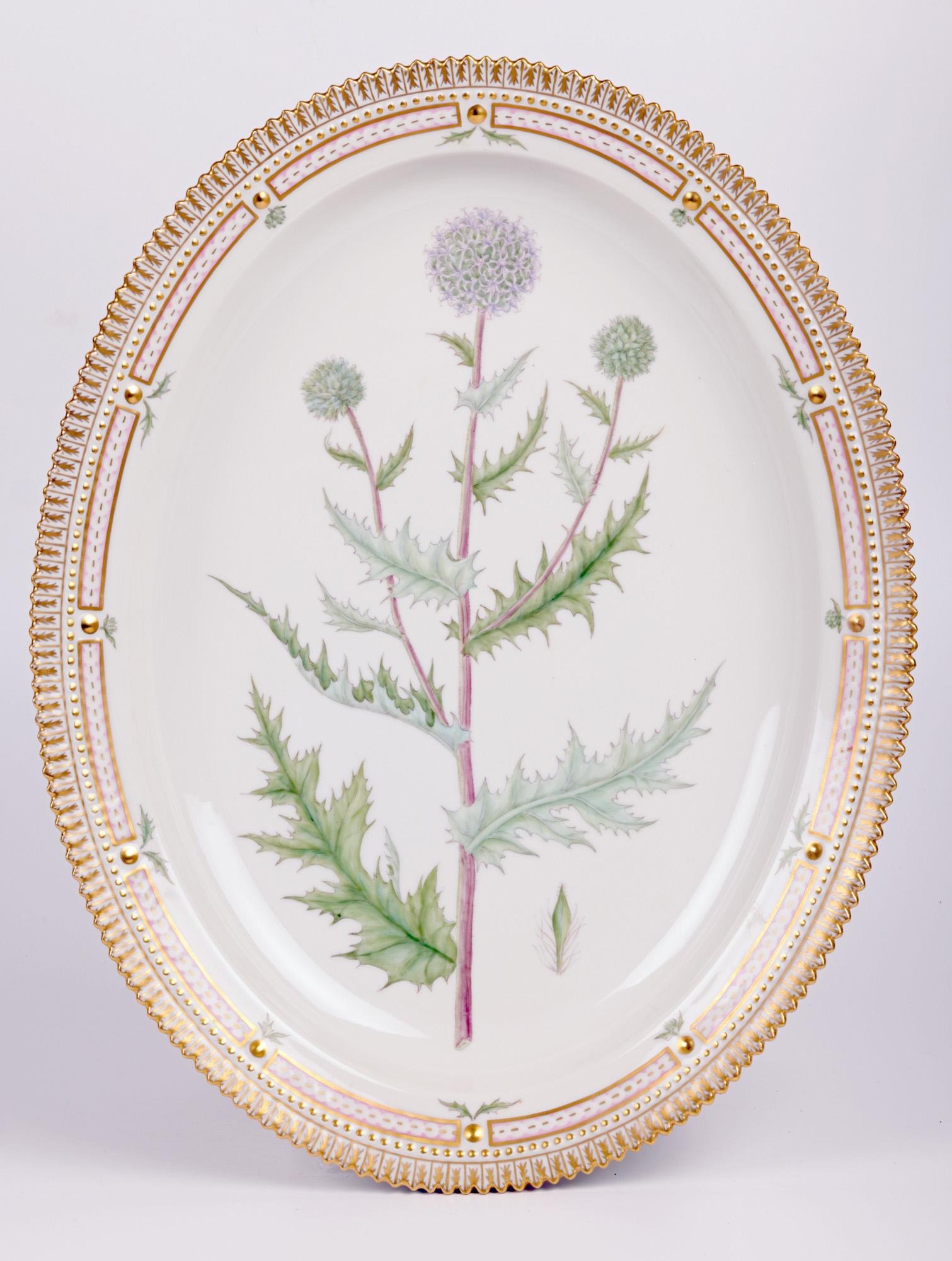 Porcelain Royal Copenhagen Flora Danica Thistles Oval Serving Platter  For Sale