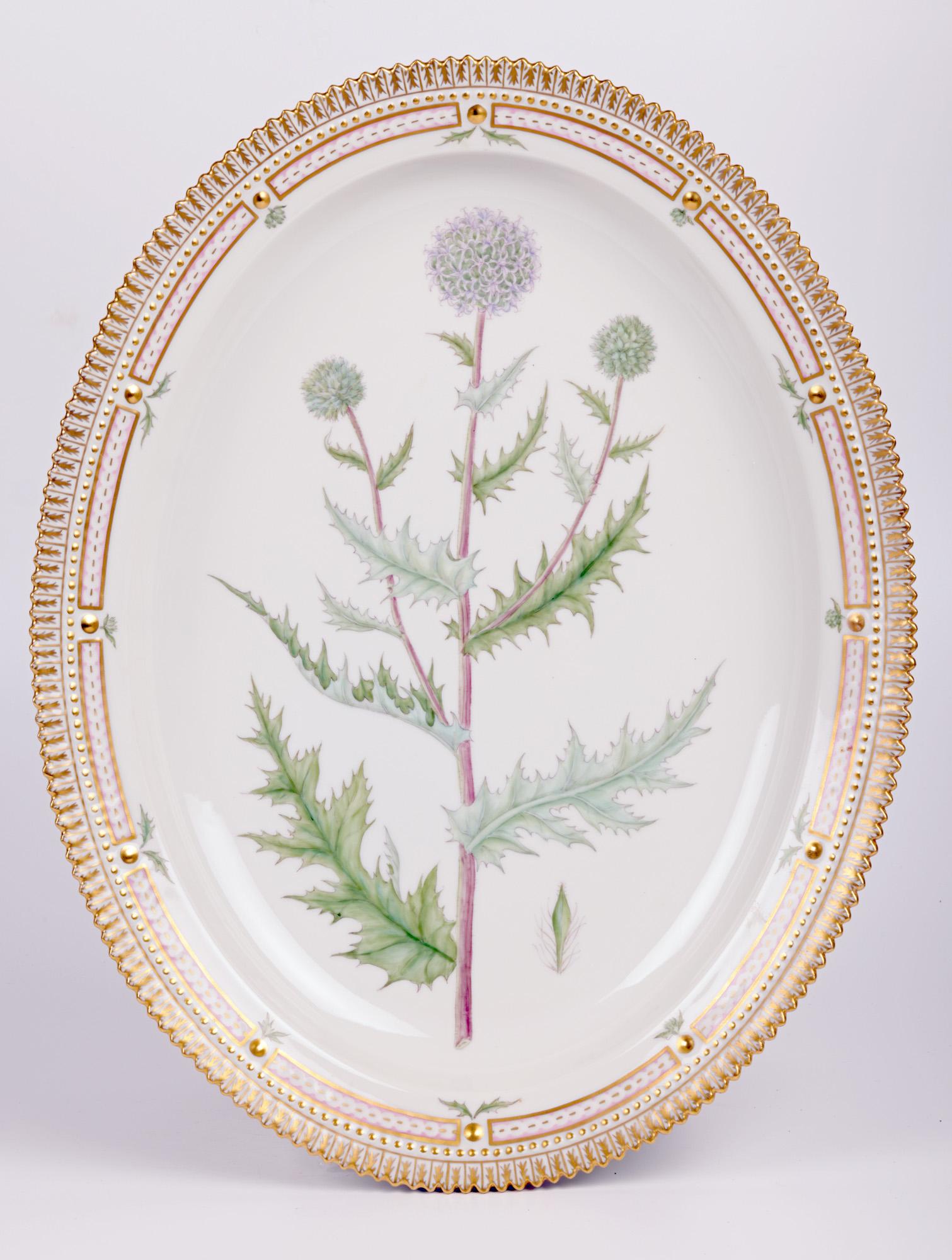 Modern Royal Copenhagen Flora Danica Thistles Oval Serving Platter  For Sale
