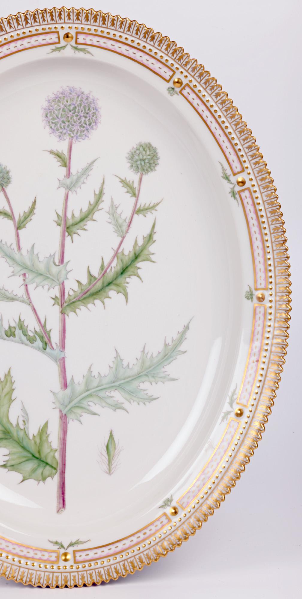 Royal Copenhagen Flora Danica Thistles Oval Serving Platter  In Good Condition For Sale In Bishop's Stortford, Hertfordshire