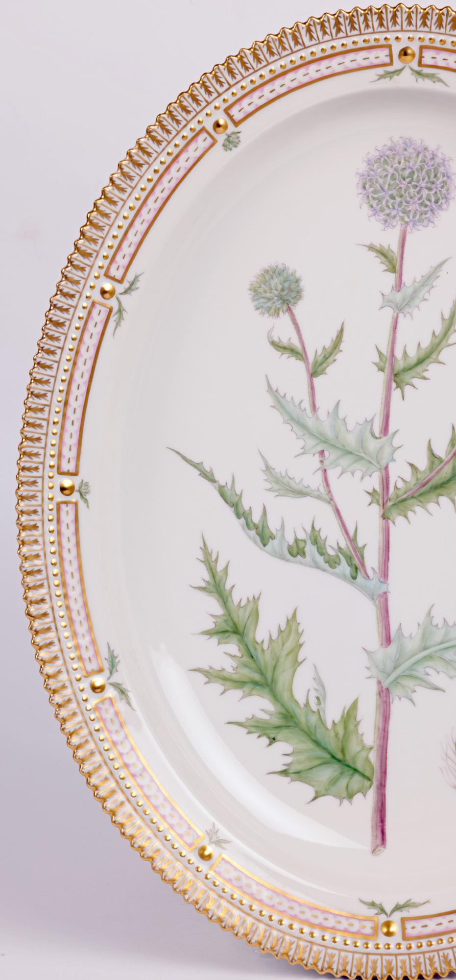 Late 20th Century Royal Copenhagen Flora Danica Thistles Oval Serving Platter  For Sale