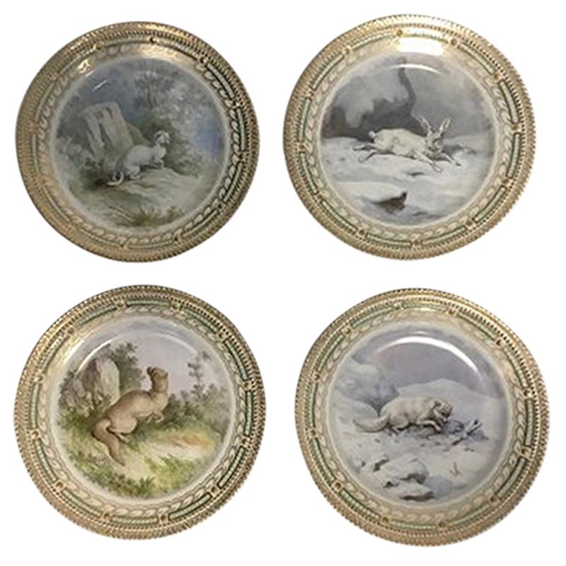 Royal Copenhagen Flora /Fauna Danica Game Lunch Plates No 239A/3550 ‘Set of 7’ For Sale
