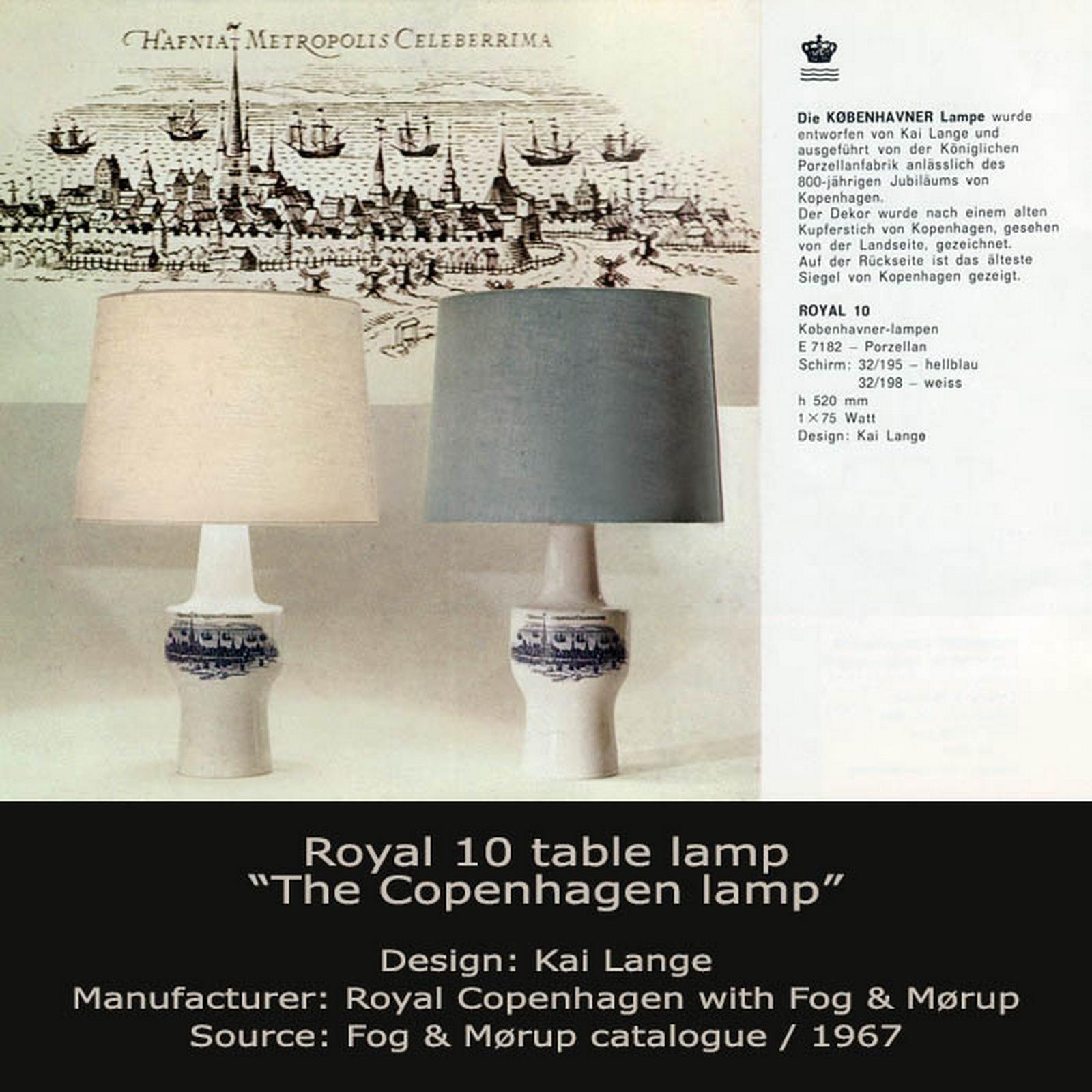 Scandinavian Modern Royal Copenhagen, Fog & Morup, Table Lamp, Hafnia Metropolis Celeberrima For Sale