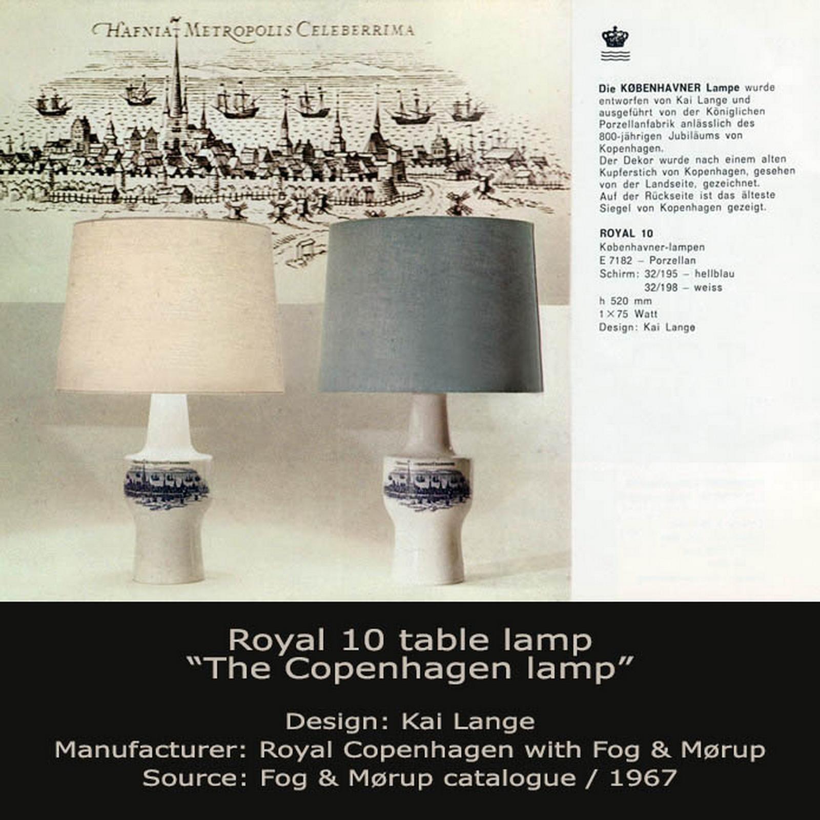 Royal Copenhagen, Fog and Morup, Lámpara de mesa, Hafnia Metropolis Celeberrima Danés en venta