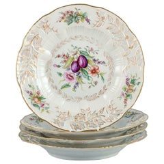 Royal Copenhagen, Four Antique Dinner Plates with Reticulated Rim