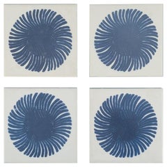 Royal Copenhagen, four tiles with an abstract motif. Mid-20th century.