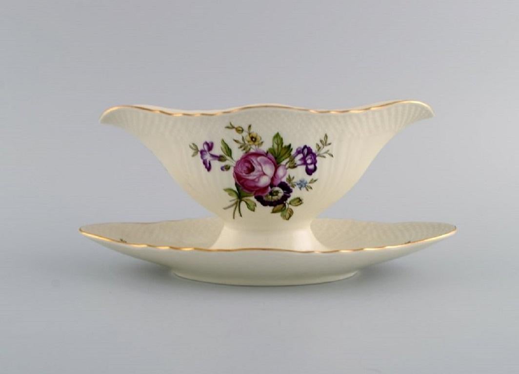 Royal Copenhagen Frijsenborg Sauce Boat and Two Bowls in Hand-Painted Porcelain For Sale 1