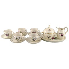 Royal Copenhagen, "Frisenborg", Five Coffee Cups with Saucers and Sugar Set