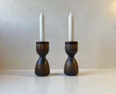 Royal Copenhagen Glazed Stoneware Candlesticks by Gerd Bøgelund, 1960s