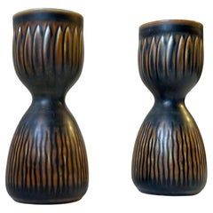 Royal Copenhagen Glazed Stoneware Candlesticks by Gerd Bøgelund, 1960s