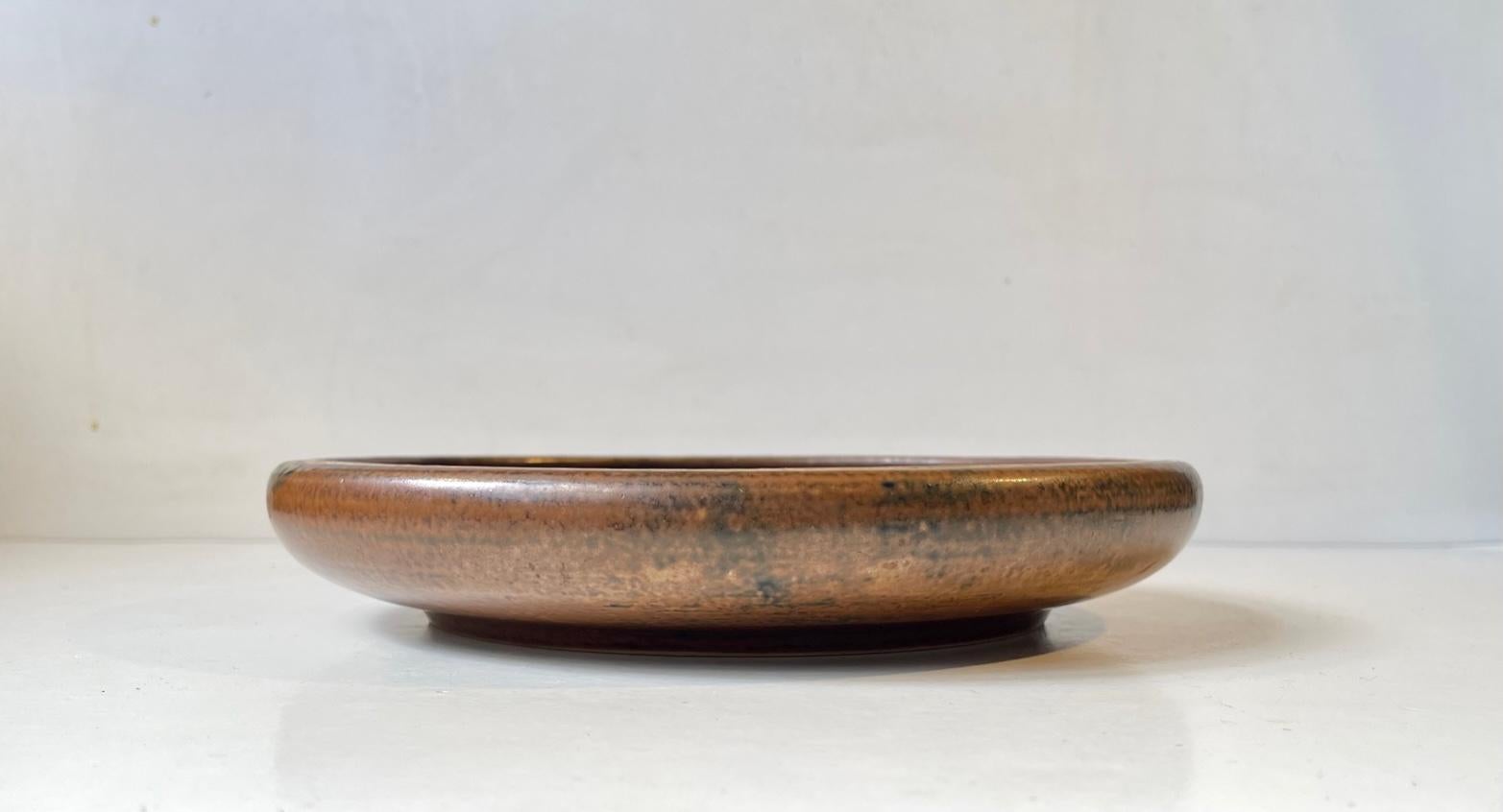 Danish Royal Copenhagen Glazed Stoneware Dish by Carl Halier, 1950s