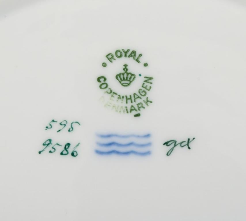 Porcelain Royal Copenhagen, Gold Basket, Two Dinner Plates and One Lunch Plate For Sale